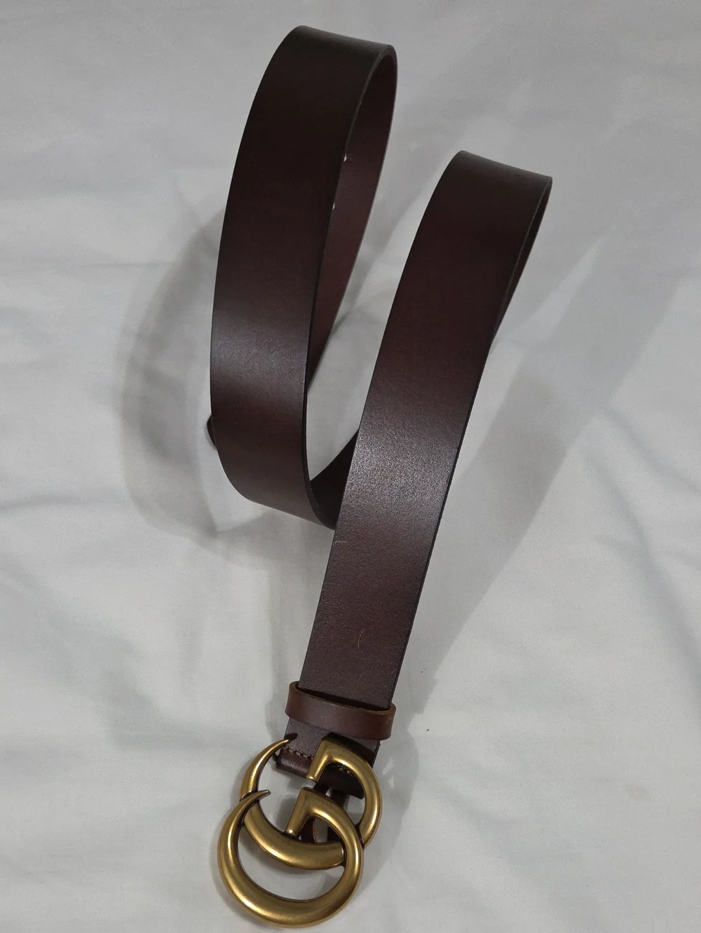 Gucci Brown Leather Belt with Gold Double G Buckle